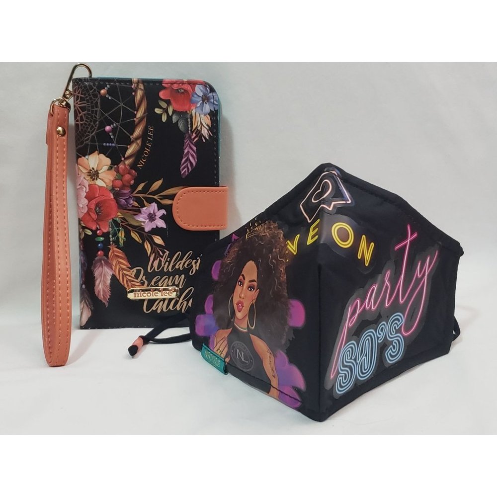 Nicole Lee Signature Print Phonecase with matching print facemask